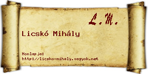 Licskó Mihály névjegykártya